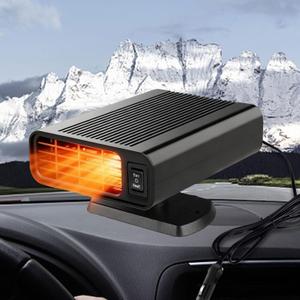 Car Heater, 12V 150W Fast Heating Windshield Defogger and Defroster, 2 in 1 Portable Heating & Cooling Fan, 360° Rotatable Heater with Plugin Cigarette Lighter (Black)