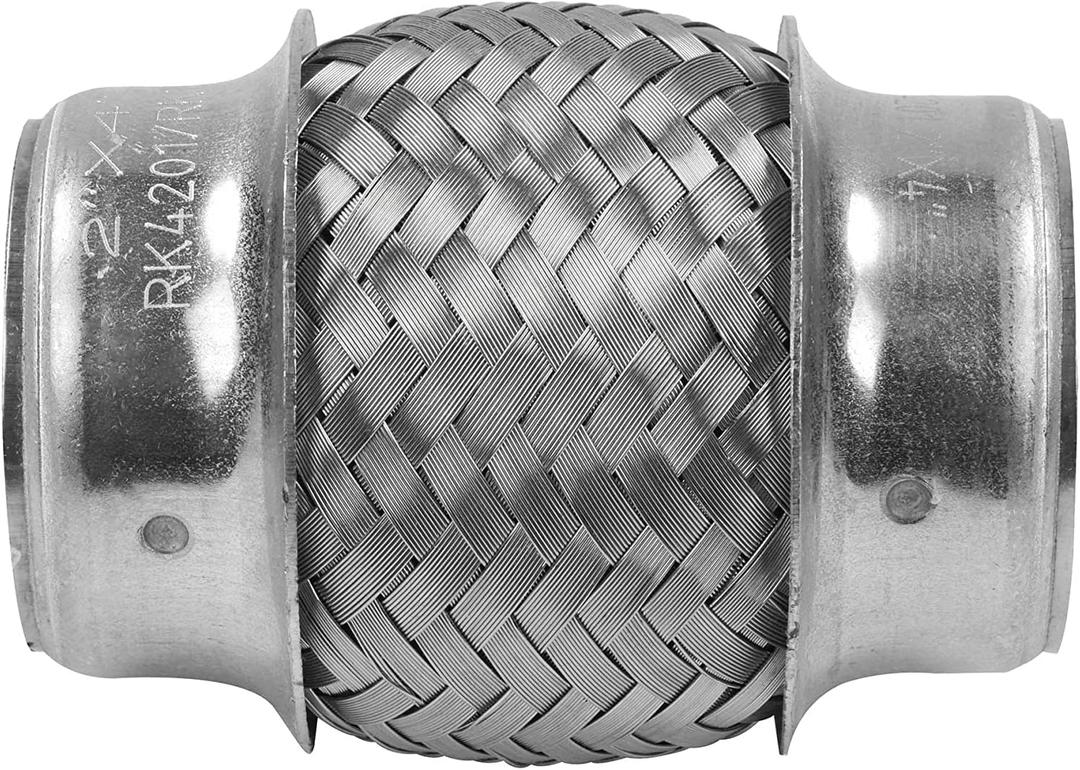 RP Remarkable Power, 2 inch Inlet Exhaust Flex Pipe, ID x 4 Length Flexible Tube, Stainless Steel Double Braid Heavy Duty Universal type Muffler Pipe RK7505 Replacement part