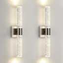Modern LED Wall Sconces Set of Two - 4000K Dimmable Crystal Bathroom Sconces Wall Lighting Indoor Brushed Nickel Vanity Light Fixture Wall Mount Wall Lights for Bedroom Living Room,18 Inch
