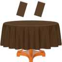HEIPINIUYE 2 Pack Brown Round Tablecloth 84 Inch Round Plastic Table Cloth Waterproof Disposable Round Table Cover for Party Birthday Camping Picnic Baby Shower Circle Tablecloth