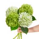 Pmyra 20" 4Pcs Faux Hydrangea Flowers Real Touch Fake Hydrangeas Bouquet Hydrangea Artificial Flowers with Leaves Stems for Centerpiece Arrangements Wedding Party Home Décor(Light Green & Dark Green)