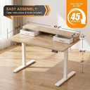 Grandder Electric Standing Desk with Two Drawers, Sit to Stand Up Height Adjustable Desk with Storage Shelf for Home Office, 47 * 24 Inch, Study, Ergonomic Adjustable Computer Desk, Oak