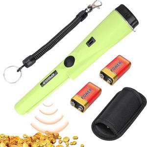 Metal Detector Pinpointing,Waterproof Pinpointer 360 Degree Search Gold&Treasure Finder with Belt Holster &LED Indicator& Buzzer Vibration, for Adults and Kids(Green)
