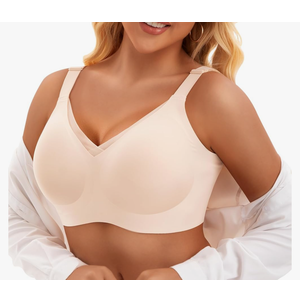 PoseFree Womens Wireless Bras Supportive Tshirt Bra No Underwire Seamless Push Up V Mesh Comfortable Bralette Everyday Bras M