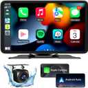 Wireless Apple Carplay Screen for Cars, 7" HD Portable Car Stereo Touch Screen for Apple CarPlay & Android Auto with Backup Camera/Mirror Link/Siri/Voice Control/GPS Navigation/AUX for All Vehicles