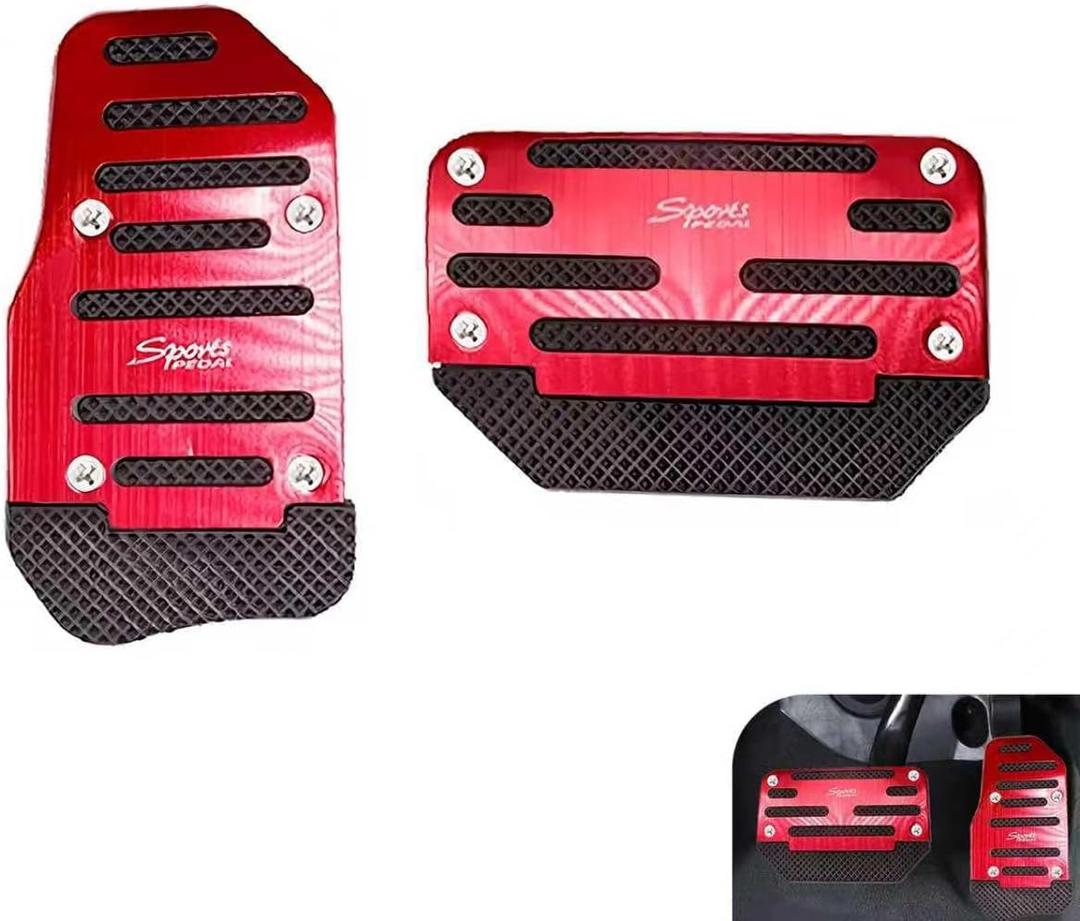 2 PCS Automatic Transmission Pedal Covers, Non-slip Car Pedal Covers, Alloy Gas and Brake Pedals Replacement Kit, Universal for Most Cars SUVs ATVs (Red)