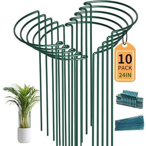 TCBWFY 10 Pack Garden Supports for Plants Metal 10" Wide x 24" High Interlock Half Round Garden Plant Support Ring Border Support Plant Support Ring Cage for Rose Flowers Vine Tomato