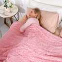 Tuddrom Decorative Extra Soft Faux Fur Blanket Twin Size 70" x 78",Solid Reversible Fuzzy Fluffy Cozy Plush Fleece Comfy Microfiber Fur Blanket for Couch Sofa Bed,Pink