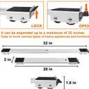 Appliance Rollers Heavy Duty,Max 32in,Second Generation Extendable Appliance Rollers Mobile Washing Machine Base Easily Move Washing Machines, Dryers, Refrigerators, Furniture (White)