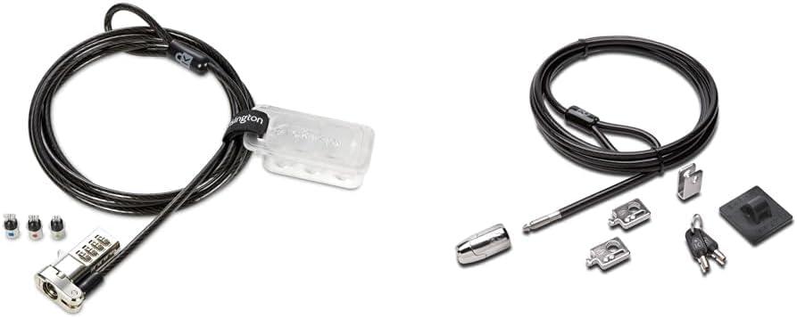 Kensington Universal 3-in-1 Combination Laptop Lock, Computer Security Locking Cable - Resettable Version (K62316WW), Black & Desktop & Peripherals Locking Kit 2.0, Black (K64424WW)