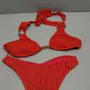 ZAFUL Women's Textured Underwire Bikini Set V Notch High Cut Swimwear Tie Side Ribbed Sexy Swimsuits. Red Small