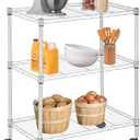 FDW 3 Tier Wire Shelving Metal Storage Shelves 23L x 13W x 32H Layer Storage Shelves with Wheels for Kitchen Garage Small Places,Chrome, 231332