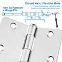 18 Pack Satin Nickel 3.5 Inch x 3.5" 1/4" Radius Interior Door Hinges Brushed Nickel 3-1/2 Door Hinge for Doors Bedroom Small Rounded Conner Standard Bifold Residential Door Hinge