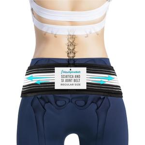 Kizu Relief Belt Sciatica Pain Relief Devices Lower Back Brace, and SI Joint Support  Adjustable Back Support Belt for Sciatic Pain Men & Women, Hip Compression Wrap (Regular, Plus) (Hip Size 30-47 Inches)