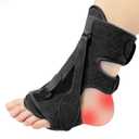 Plantar Fasciitis Night Splint, Adjustable Planter Facetious Orthotic Brace for Pain Relief, 3 straps Drop Foot Universal Size , Day Night Achilles Tendonitis & Heel Spur Relief for Women Men, Black