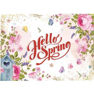 8X6FT Spring Backdrop Hello Spring Backdrop Butterfly Flowers Backdrop Spring Backdrop Spring Easter Photo Backdrop Baby Shower Kids Photoshoot Banner Props Photoshoot