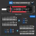 VANPO Torque Screwdriver, 15-75In-lb Torque Screw Driver Wrench Driver Set, 1/4'' Drive Inch Pounds Torque Wrench Screwdriver with 40 S2 Bits for Maintenance, Tools, DIY, Bike Repairing and Mounting