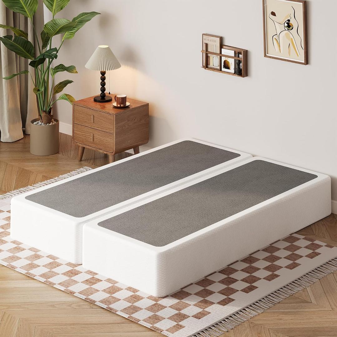 EMODA Split King Box Spring 10 Inch Heavy Duty Bed Base Metal Mattress Foundation with Fabric Cover in 2 Piece, Noise Free, Easy Assembly