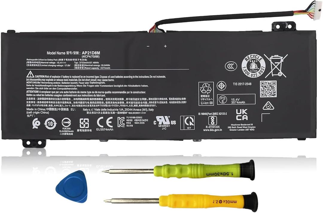 AP21D8M Laptop Battery Replacement for Acer Nitro 5 AN515-46 AN515-47 AN515-58 AN515-58-56CL AN515-58-766R AN515-58-72QR Nitro V 15 ANV15-51 Nitro 16 AN16-51 AN16-51-74BV Series 15.4V 57.48Wh 3733mAh