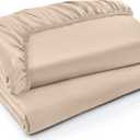 Bedding Fitted Sheet - Pack of 2 Bottom Sheets - Soft Brushed Microfiber - Deep Pockets, Shrinkage & Fade Resistant - Easy Care (Beige), 26 x 52, 2 Pack