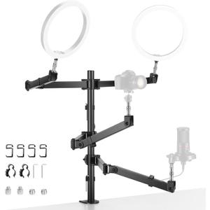 NEEWER Desktop Camera Stand, Overhead Phone Webcam Mount Stand with 4 Flexible Articulating Arms, 3/8" 1/4" 5/8" Screws for Microphone LED Light Video Recording Live Streaming Podcasting Gaming, ST004