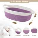 OIAHOMY Gift Basket Empty with Handle, 12"x 8"x 5" Small Woven Basket with Gift Bag, Ribbon and Wrap Tissue Paper, Dog Toy Storage for Organizing - Lilac Purple & White