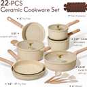 CAROTE 22Pcs Pots and Pans Set Non stick, Ceramic Cookware Set, Non-toxic Kitchen Cooking Set, PFAS and PFOA Free
