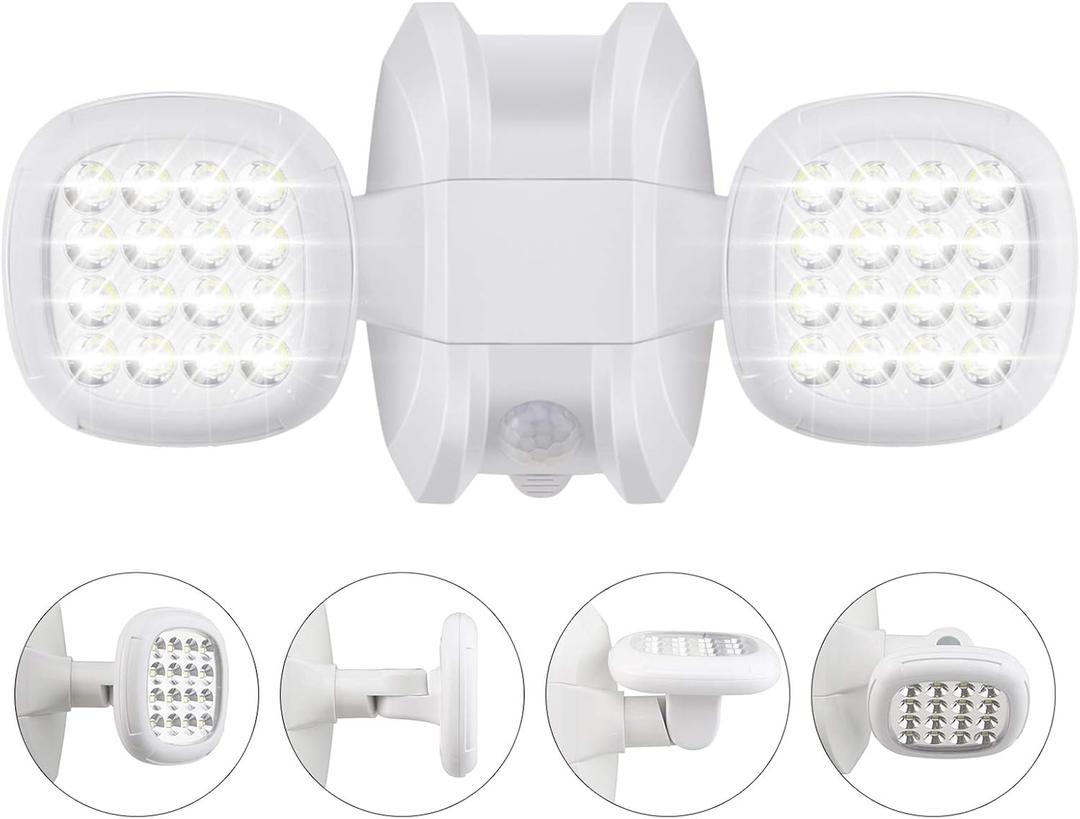 HONWELL Motion Sensor Light Outdoor Battery Powered Outside Security Flood Light Cordless IP65 Waterproof 32 LED Dual Head Spotlights, Motion Detector Lights for House Garage Porch Garden Shed