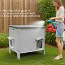 Weatherproof Insulated Outdoor Cat House with Mat for Feral Cat, Plastic Elevated Cat Shelter with Escape Door, Easy Assemble, Expansive Interior Grey 27.0" L x 27.0" W x 21.0" H