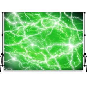 QICAIYUN 7x5ft Lightning Backdrop Sky Storm Green Backdrop Sky Flash Photography Background for Boys Birthday Party Decoration YUNBDJ714