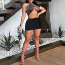 Leopard Cheetah Skirt with Shorts, Sexy Night Club High Waist Elastic Leopard Print Bodycon Mini Skirts for Women (Black, M)