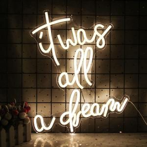 It was All a Dream Neon Lights White Letters Led Neon Sign Cool Neon Light Sign for Bedroom, Bar,Party, Club, Birthday, Wedding Gift (Warm) (Warm White-Dream)