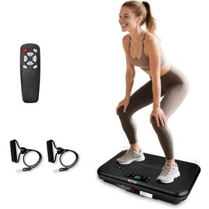 ROTAI Vibration Plate Exercise Machine for Lymphatic Drainage Massager & Weight Loss, 400 lbs Capacity Whole Body Vibrating Shake Plate Workout for Women and Men (Bright Black)