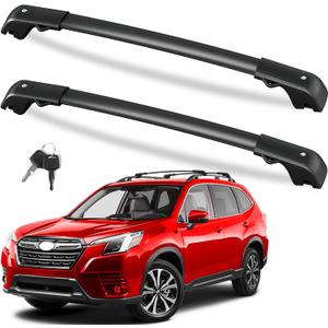 FengYu 300lb Roof Rack Cross Bars Compatible with Subaru Forester 2014-2026 (not for Wilderness), Heavy Duty Lockable Aluminum Roof Rails Crossbars Cargo Bars Canoe Rooftop Black Carrier Luggage