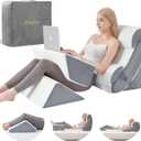 Kingfun 6PCS Orthopedic Bed Wedge Pillow Set for Headboard, Post Surgery Memory Foam Support Pillows for Back, Neck and Leg Pain Relief, Adjustable Triangle Pillow - Acid Reflux, Anti Snoring & GERD (White)