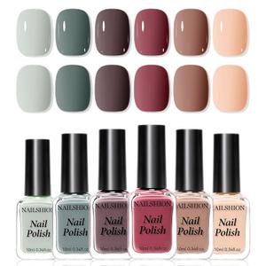 Nude Grays Nail Polish Set, Non U V Gel, 6 Colors Nude Pink Brown Red Dusty Rose Nail Polishes Neutral Color for All Seasons, Vegan, Fast Air Dry Salon Nail Art DIY at Home Manicure