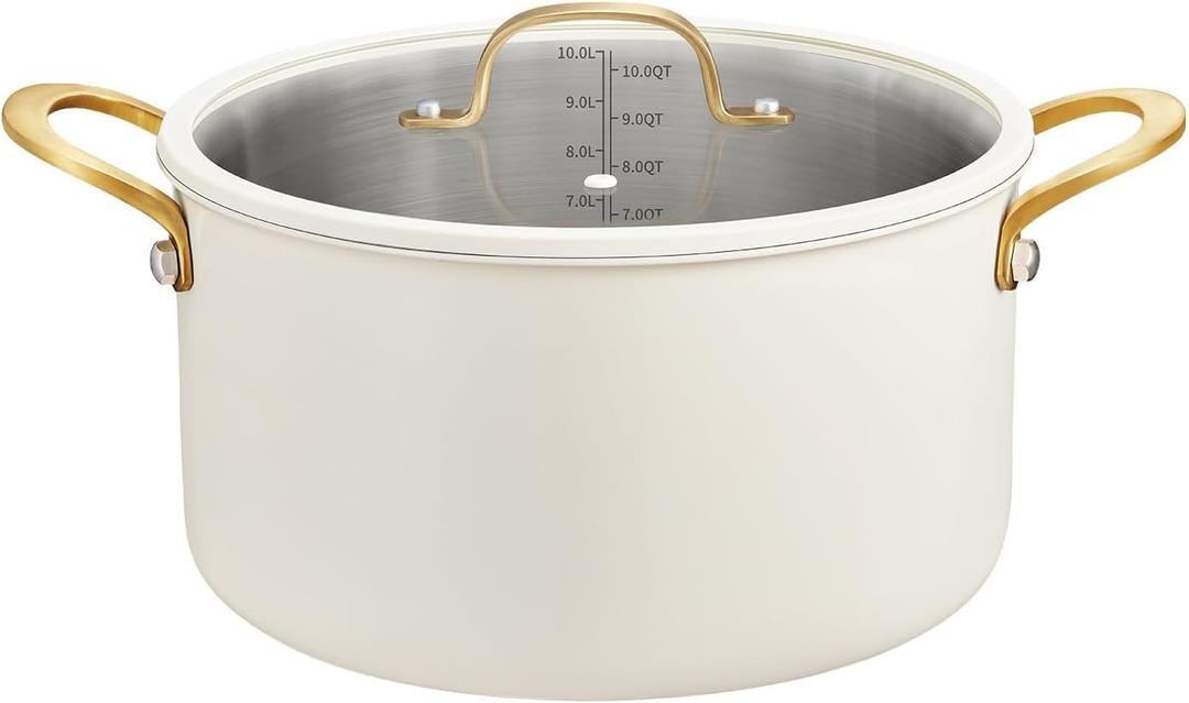 BEZIA 8 Quart Stainless Steel Stock Pot, Casserole with Lid, Large Cooking Pot, Soup Pot wiht Sturdy Handle, Compatible with Most Cooktops, Even Heat Distribution