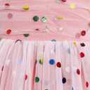 IBTOM CASTLE Infant Girls First Birthday Dress Flower Girl Dress Cake Smash Floral Embroidery Princess Dress (Pink)