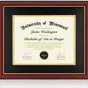 Minesaxel Diploma Frame 14x17 with Black Mat Fits Document, Certificate or 16x20 Picture without Mat, 17x14 Cherry Red Frame for Wall Mounting