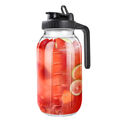64oz Glass Pitcher with Lid, 2 Quart Mason Jar Pitchers with Lid and Spout, Wide Mouth Breast Milk Pitcher Glass Jug Sun Tea Pitchers, Cold Brew Coffee pitcher, Fridge Container for Water, Juice, Tea