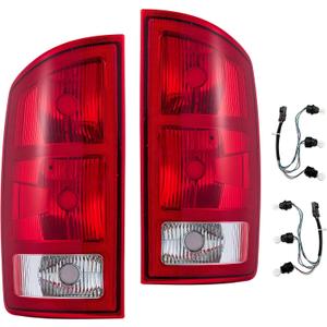 Tail lights Compatible with 2002-2006 Dodge Ram 1500 2500 3500 rear lights assembly w/Bulbs Wiring Harness CH2801147 CH2800147 Pair Red