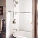 Moen Ronan Spot Resist Brushed Nickel Single-Handle Modern Tub and Shower Faucet with Square Handheld Rain Shower Spray Head Featuring Magnetix, Valve Included, 82022SRN