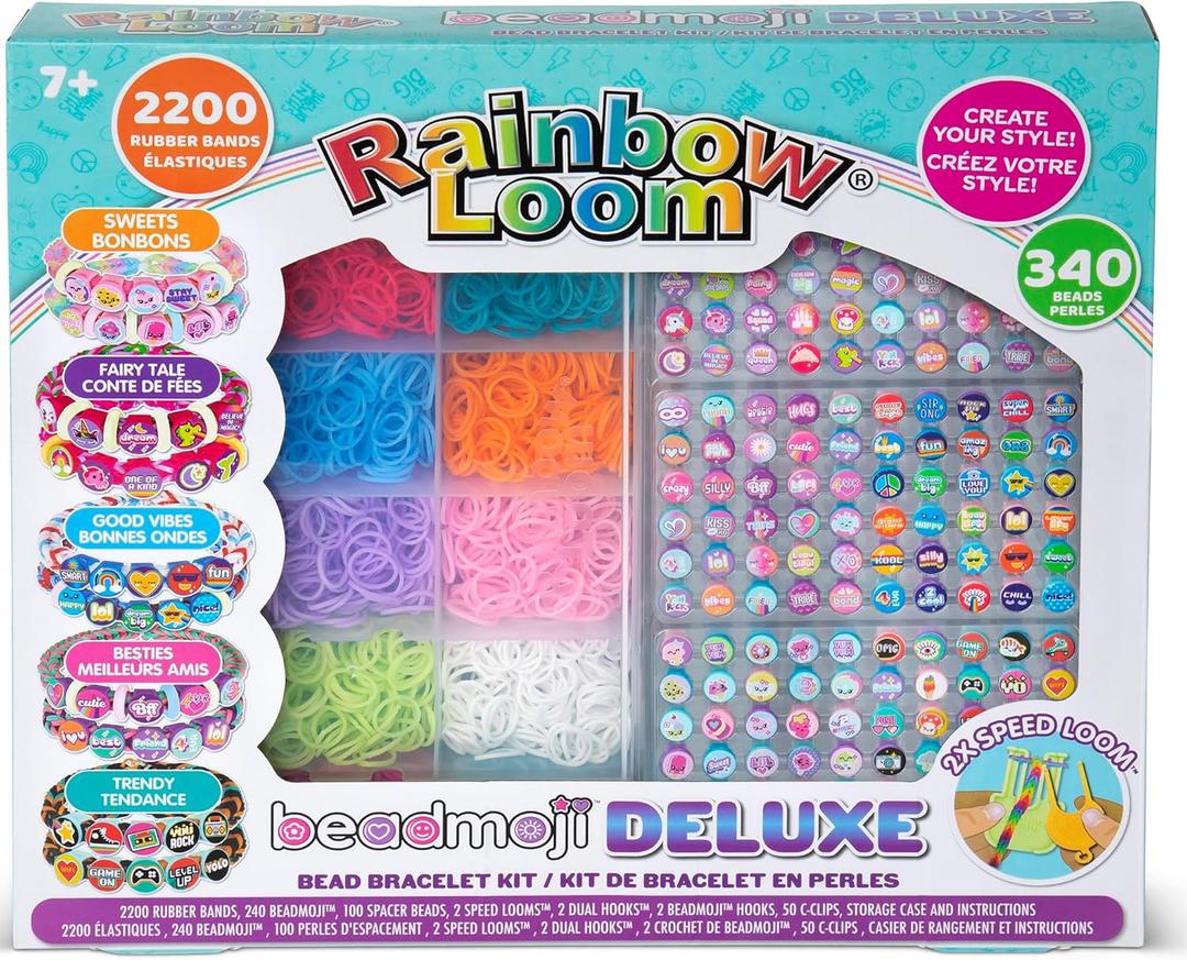 Rainbow Loom: Beadmoji Deluxe - DIY Rubber Band & Bead Bracelet Kit - Includes 2200 Bands & 340 Beads, Design & Create, Ages 7+