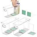 Breastmilk Storage Container with L Shaped Dividers to Flatten Standing Breast Milk Bags in Organizer Bins Save Refrigerator Space | 2 Containers with Removable Separator Boards - Green (3mm Thick)