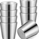 8 Pack Stainless Steel Insulated Cup Metal Tumbler Double Wall Vacuum Water Glasses Camping Reusable Mugs Bbq Home Office Party Coffee(5.9 oz) (Silver)