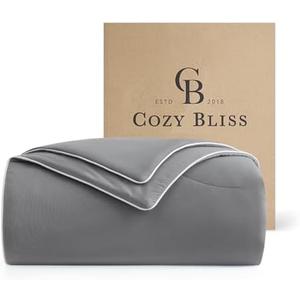 Cozy Bliss Cooling Comforter Twin Size Dual-Sided, Ultra-Soft Cooling Blankets for Hot Sleepers and Night Sweats, Breathable Lightweight Silky Smooth, Dark Grey