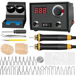 Wood Burning Tool, Wood Burner kit Pen 25~750, Wood Burning kit with Digital Thermometer Temperature Adjustable Temperature, 2 pyrographic Wood Burning pens, 30 Wood Burning Pen Tips (Lh40-2-new)
