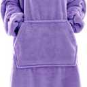 Waitu Wearable Blanket Sweatshirt Gifts for Women and Men, Super Warm and Cozy Blanket Hoodie, Thick Flannel Blanket with Sleeves and Giant Pocket - Purple (Adult)