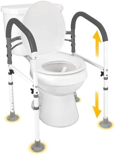 FSA/HSA Eligible Toilet Safety Rails, Vaunn Deluxe Adjustable and Foldable Toilet Safety Frame, Bathroom Handrail Assist Grab Bar Handle