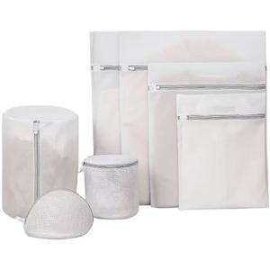 Laundry Mesh Wash Bags  Durable Zipper Delicates Laundry Bags for Clothes, Underwear & Sweaters, Multi-Design Sets (Gray White Fine Mesh 7-pack)